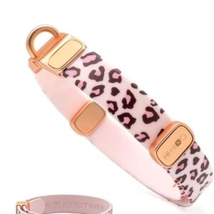 Pink Leopard Dog Collar and Matching Bracelet
